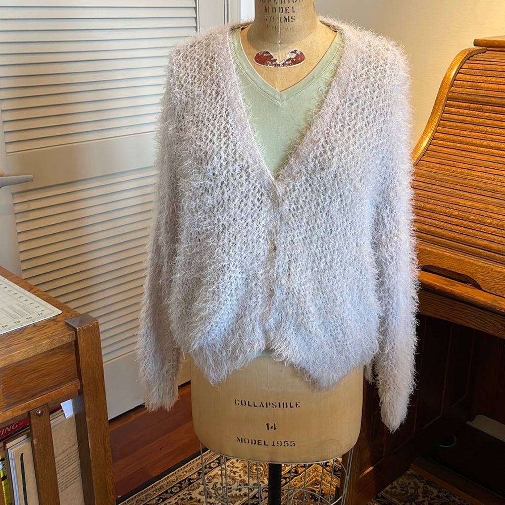 Beulah fuzzy, loose knit, oversized cardigan